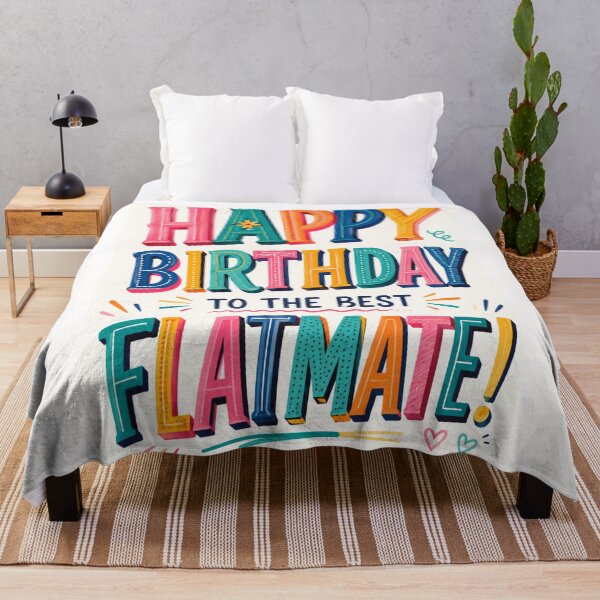 Item preview, Happy Birthday To The Best Flatmate Colorful Typography designed and sold by Places On Earth.