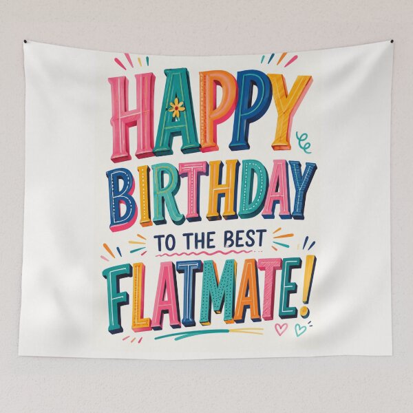 Item preview, Happy Birthday To The Best Flatmate Colorful Typography designed and sold by Places On Earth.