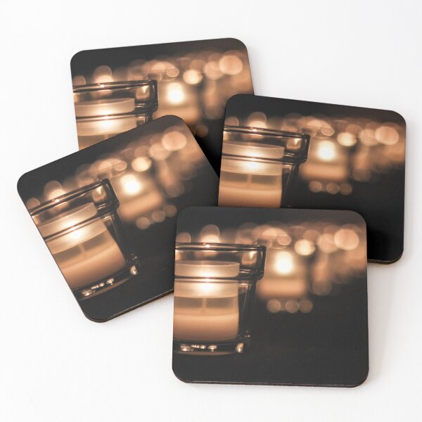 Item preview, Row Of Glass Tealight Candles With Warm Bokeh Candlelight For Quiet Intimate Atmosphere designed and sold by Nmallia.
