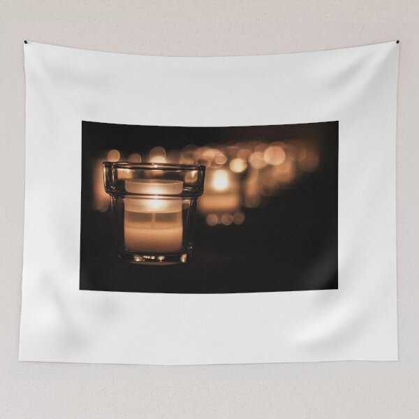 Item preview, Row Of Glass Tealight Candles With Warm Bokeh Candlelight For Quiet Intimate Atmosphere designed and sold by Nmallia.