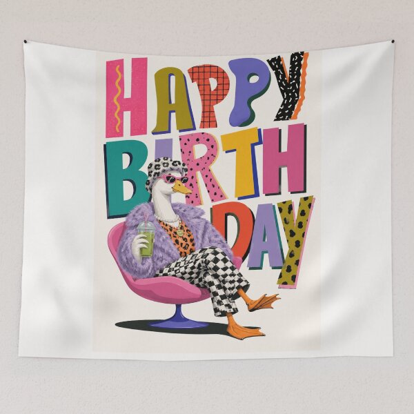Item preview, Happy Birthday Fashion Duck Glam Typography designed and sold by Places On Earth.