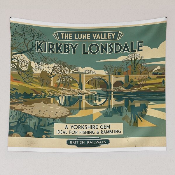 Aperçu de l'œuvre Affiche de voyage vintage des chemins de fer britanniques de Kirkby Lonsdale créée et vendue par ArtworkNorth.