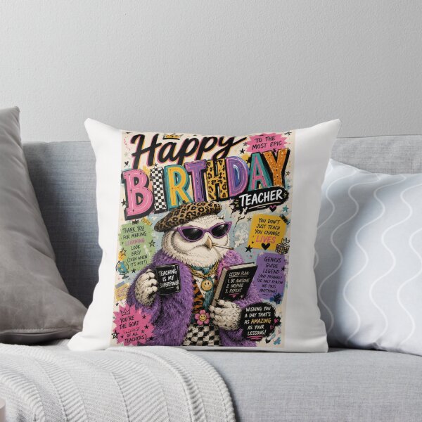 Item preview, Happy Birthday Teacher Owl Classroom Typography designed and sold by Places On Earth.