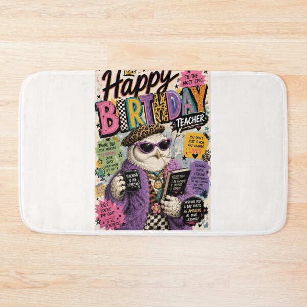 Item preview, Happy Birthday Teacher Owl Classroom Typography designed and sold by Places On Earth.
