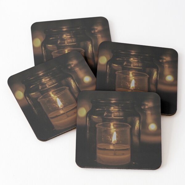Item preview, Row Of Glass Tealight Candles With Warm Bokeh Candlelight For Quiet Intimate Atmosphere designed and sold by Nmallia.