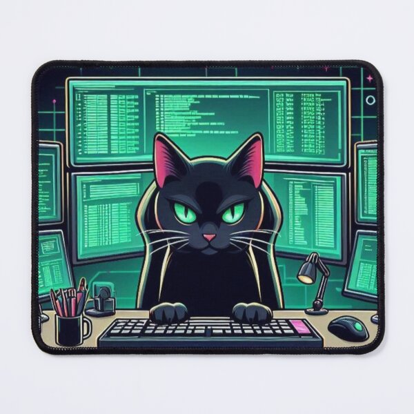 Item preview, Cyber Cat Coder – Funny Hacker Animal Design designed and sold by Dogandesighn.