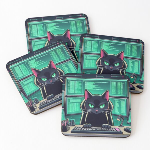 Item preview, Cyber Cat Coder – Funny Hacker Animal Design designed and sold by Dogandesighn.