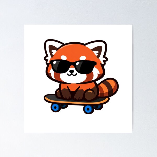Item preview, Genial panda rojo patinando, animal de dibujos animados kawaii con gafas de sol. designed and sold by Owcomm.