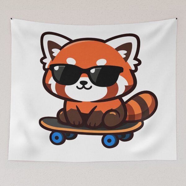 Item preview, Cool Red Panda Skateboarding Kawaii Cartoon Animal With Sunglasses designed and sold by Owcomm.
