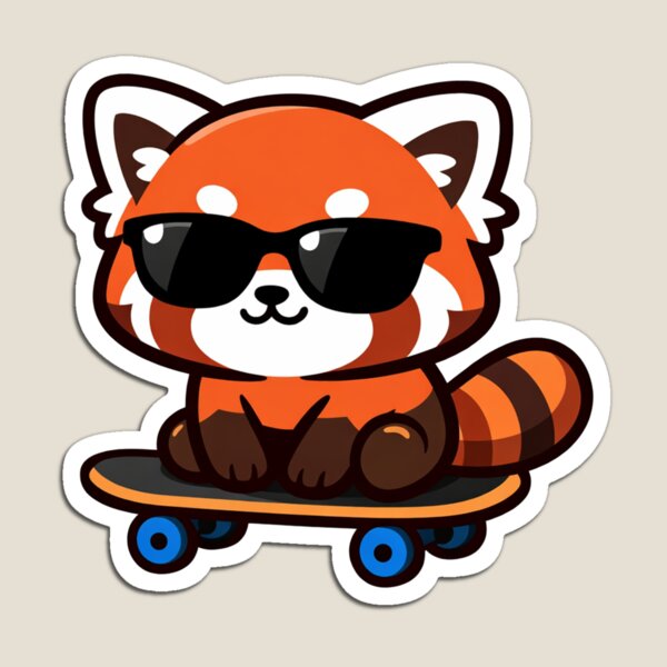 Item preview, Cool Red Panda Skateboarding Kawaii Cartoon Animal With Sunglasses designed and sold by Owcomm.