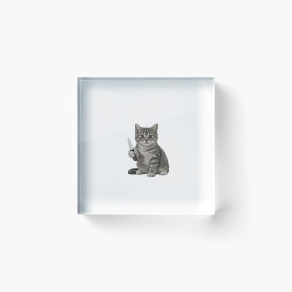 Item preview, Cute Cat With Knife Meme Illustration designed and sold by JossDesign15.