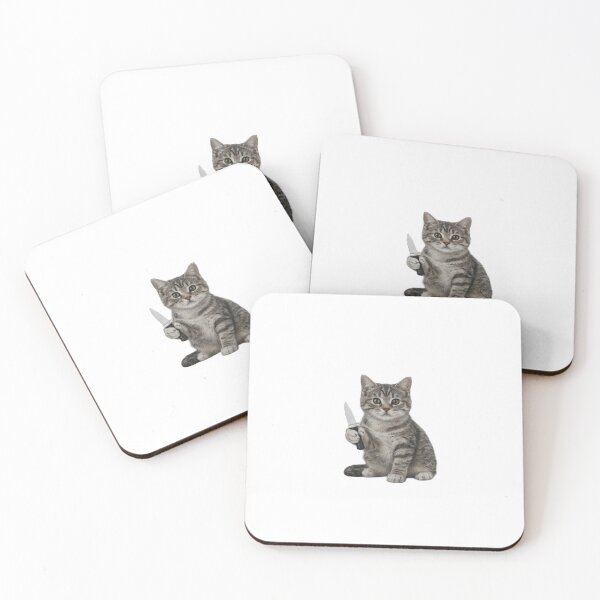 Item preview, Cute Cat With Knife Meme Illustration designed and sold by JossDesign15.