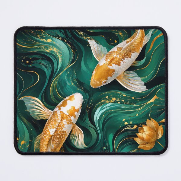Item preview, Golden Koi Fish in Emerald Water Abstract Art designed and sold by ms_illustration.