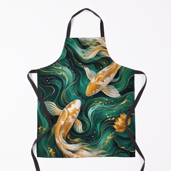 Item preview, Golden Koi Fish in Emerald Water Abstract Art designed and sold by ms_illustration.