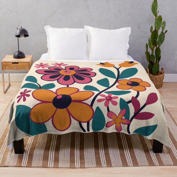 Item preview, Playful Flower Bouquet, Retro Botanical Print designed and sold by CroesCreations.