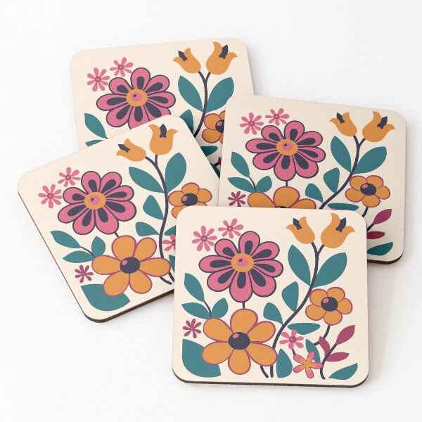 Item preview, Playful Flower Bouquet, Retro Botanical Print designed and sold by CroesCreations.