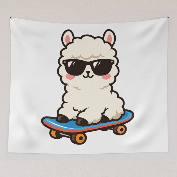 Item preview, Cool Alpaca on Skateboard Cute Kawaii Animal With Sunglasses designed and sold by Owcomm.