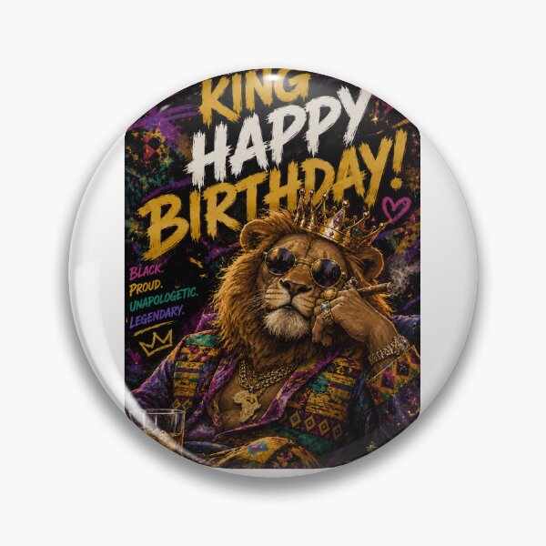 Item preview, Black King Legendary Lion Birthday Celebration designed and sold by Places On Earth.
