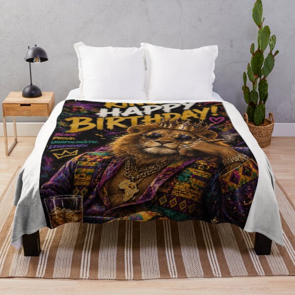 Item preview, Black King Legendary Lion Birthday Celebration designed and sold by Places On Earth.