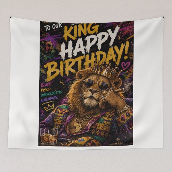 Item preview, Black King Legendary Lion Birthday Celebration designed and sold by Places On Earth.