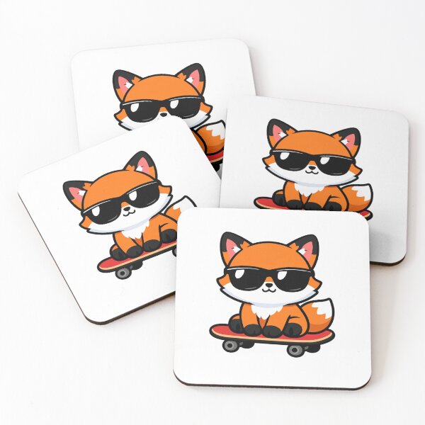 Item preview, Cool Fox on Skateboard Cute Kawaii Animal with Sunglasses designed and sold by Owcomm.