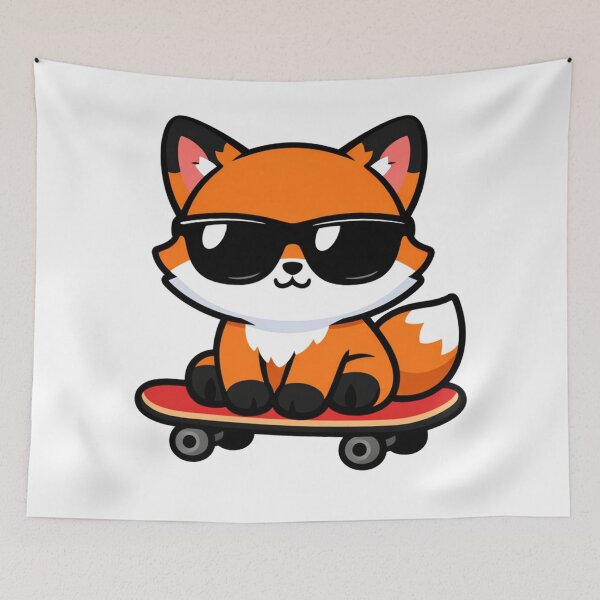 Item preview, Cool Fox on Skateboard Cute Kawaii Animal with Sunglasses designed and sold by Owcomm.
