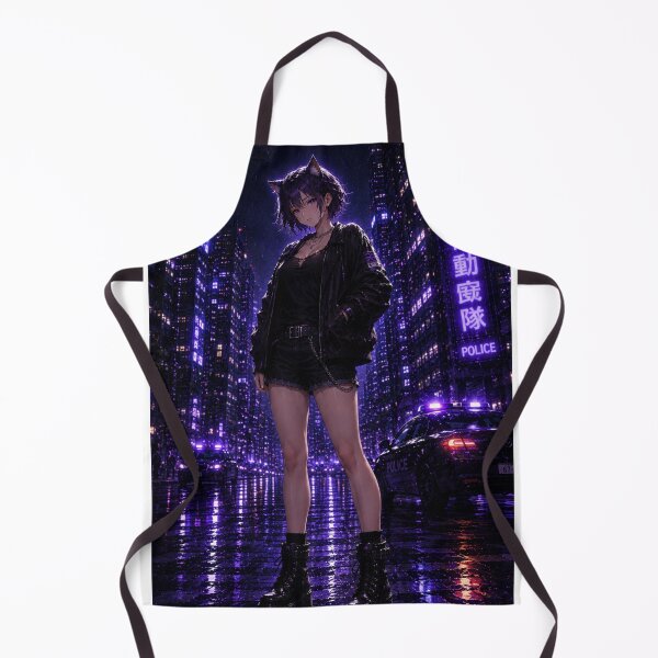 Item preview, REI – Purple Neon Police Catgirl | Cyberpunk Anime City designed and sold by RinaWorksJP.