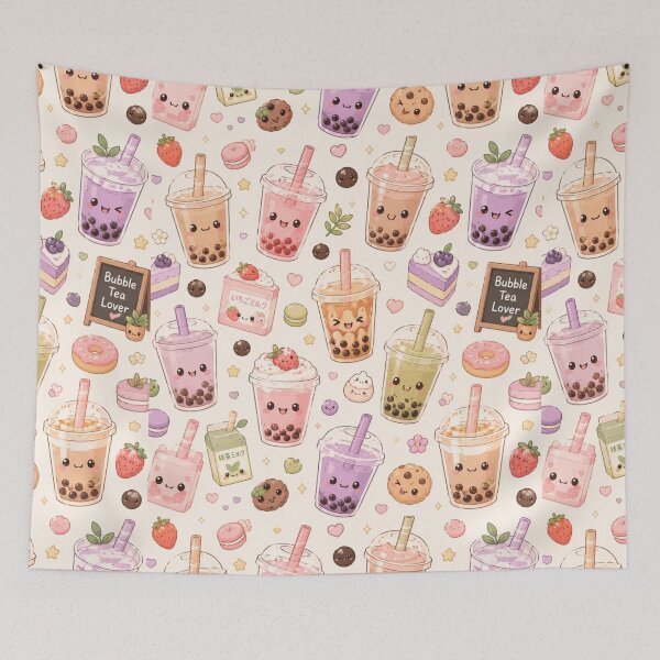 Item preview, Kawaii Bubble Tea Seamless Pattern | Cute Boba Drink Aesthetic designed and sold by Aramdesing.