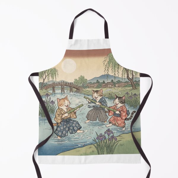 Item preview, Kitten Water Gun Fight in a Summer River — Koneko no Kawaasobi Mizudeppou Zu | Japanese Ukiyo-e Cat Art designed and sold by Ukiyo Neko Hyakkei - Cats of the Floating World-.