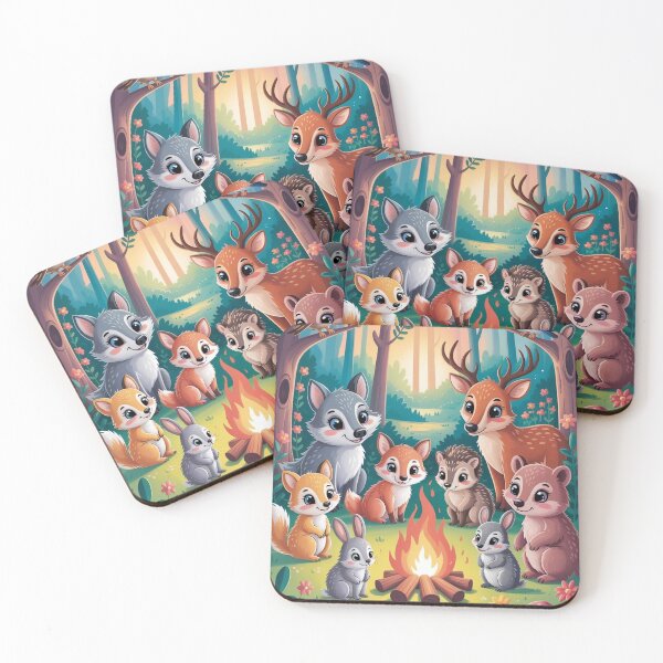 Item preview, Kawaii Forest Animals Around the Campfire designed and sold by WikaKowalczyk.