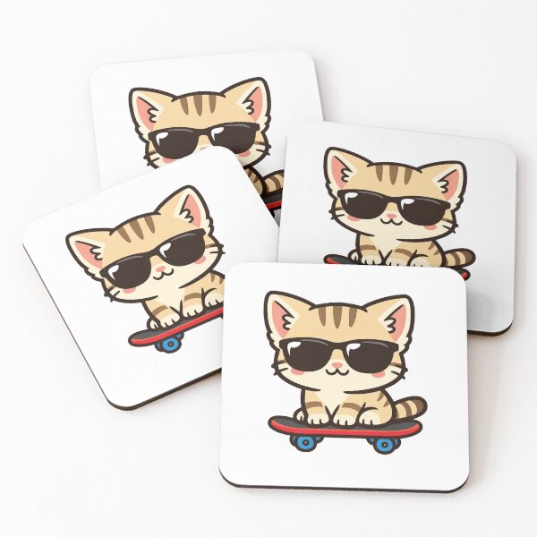 Item preview, Cool Skateboarding Cat With Sunglasses Kawaii Kitten designed and sold by Owcomm.