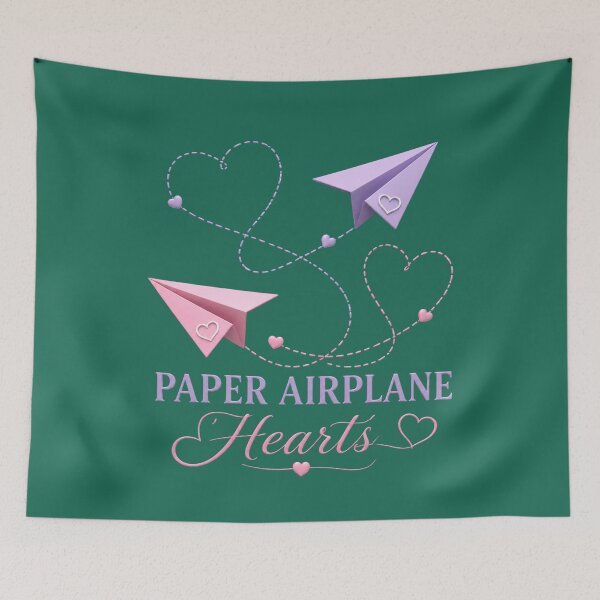 Item preview, Paper Airplane Hearts – Two Paper Planes with Heart-Shaped Trails, Playful Romantic Illustration for Couples designed and sold by JagrDesigns.