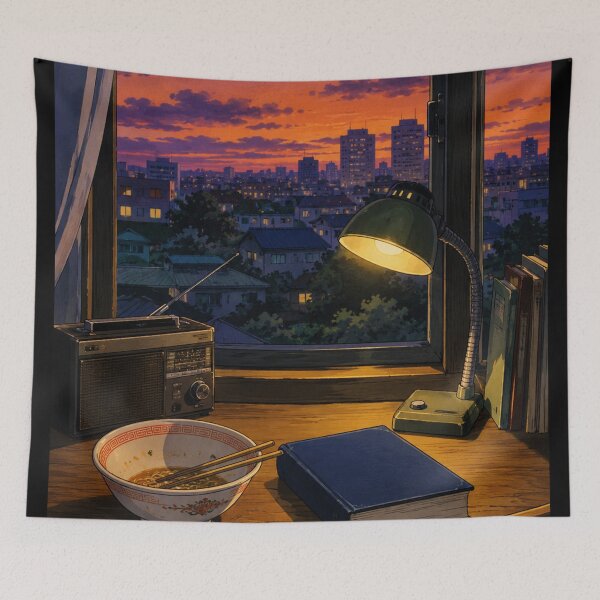 Item preview, Retro Sunset Nook - 80s Anime designed and sold by bapupa.