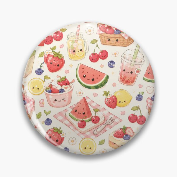 Item preview, Kawaii Fruit Picnic Seamless Pattern | Cute Summer Food Aesthetic designed and sold by Aramdesing.