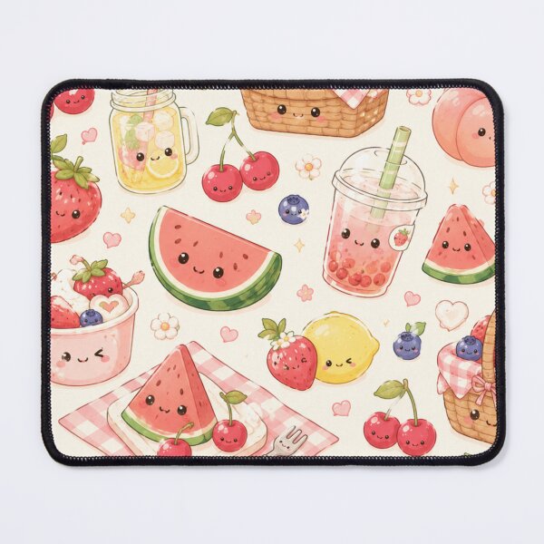 Item preview, Kawaii Fruit Picnic Seamless Pattern | Cute Summer Food Aesthetic designed and sold by Aramdesing.