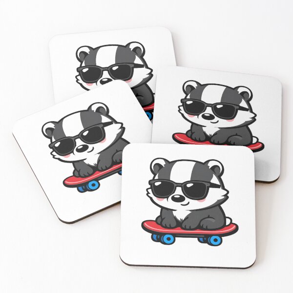 Item preview, Cool Badger on Skateboard Cute Animal with Sunglasses designed and sold by Owcomm.