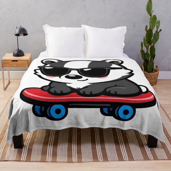 Item preview, Cool Badger on Skateboard Cute Animal with Sunglasses designed and sold by Owcomm.