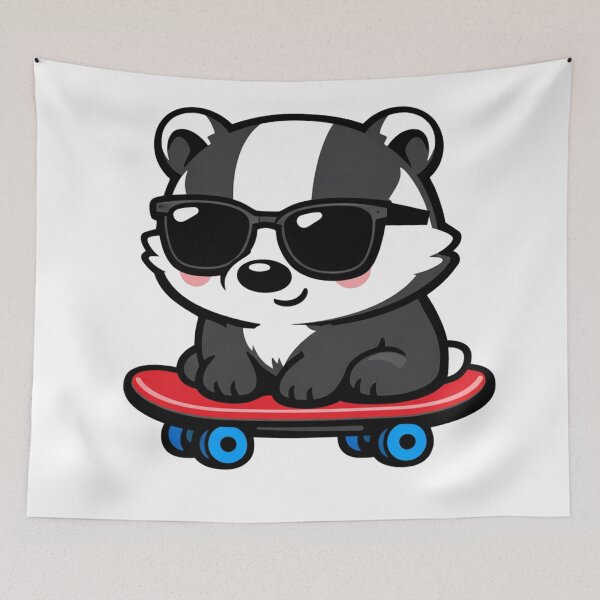 Item preview, Cool Badger on Skateboard Cute Animal with Sunglasses designed and sold by Owcomm.