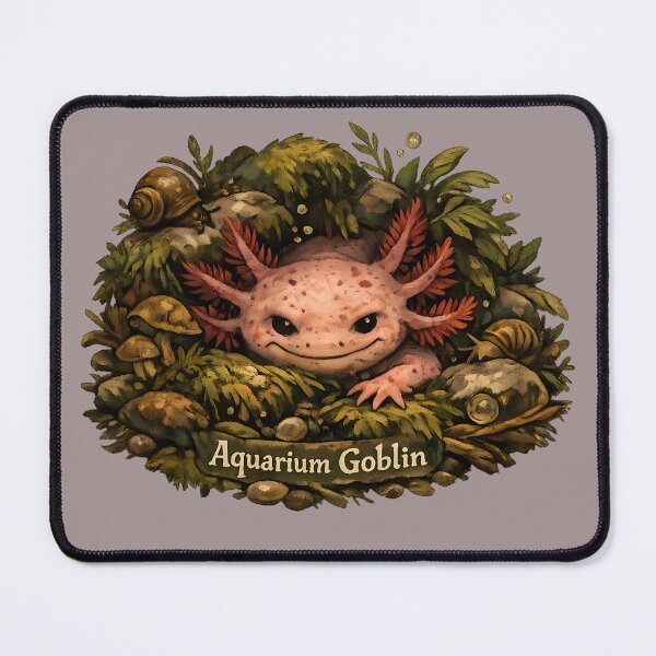 Item preview, Aquarium Goblin - Goblincore Aquatic Creature Design - Cozy Mossy Axolotl Art - Cottagecore Aquarium Aesthetic designed and sold by aquaterralife.