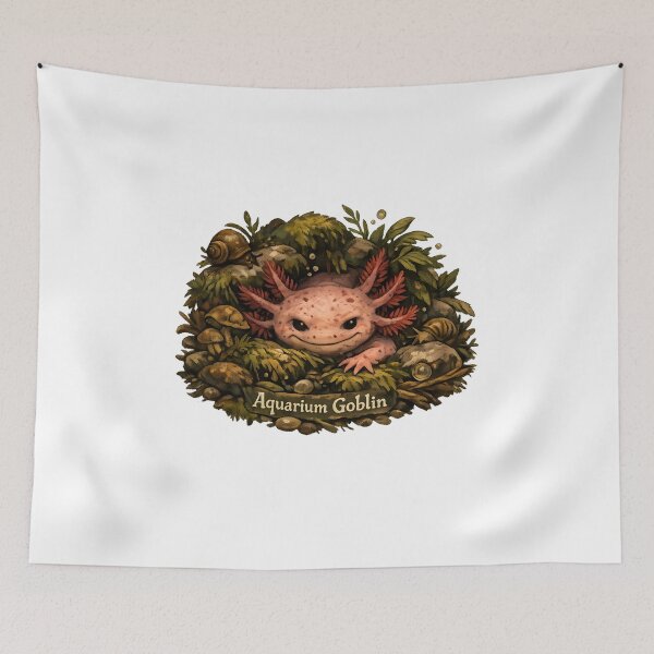 Item preview, Aquarium Goblin - Goblincore Aquatic Creature Design - Cozy Mossy Axolotl Art - Cottagecore Aquarium Aesthetic designed and sold by aquaterralife.