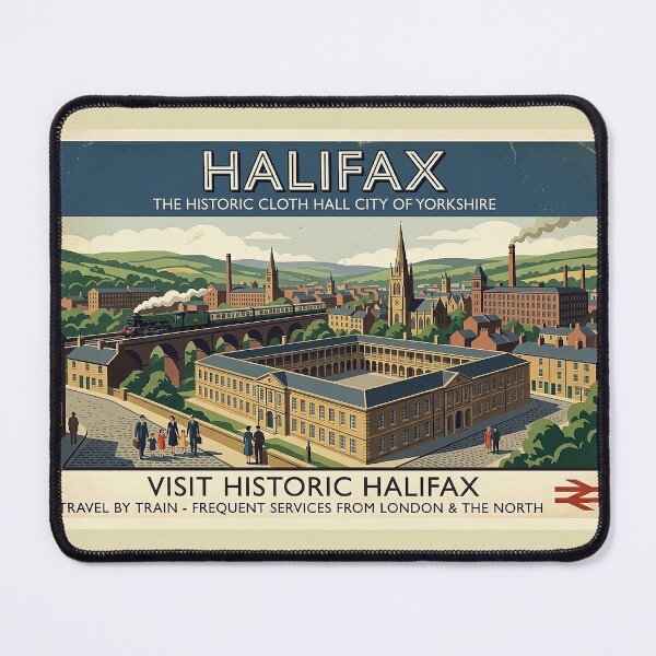 Item preview, Halifax Vintage Railway Poster - Yorkshire Art designed and sold by ArtworkNorth.