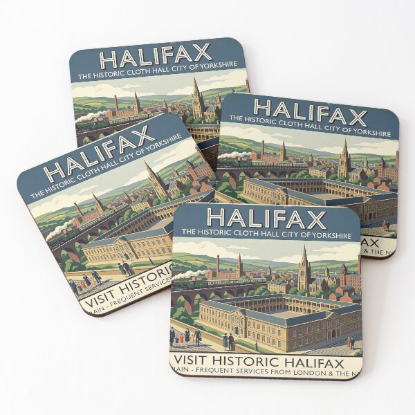 Item preview, Halifax Vintage Railway Poster - Yorkshire Art designed and sold by ArtworkNorth.