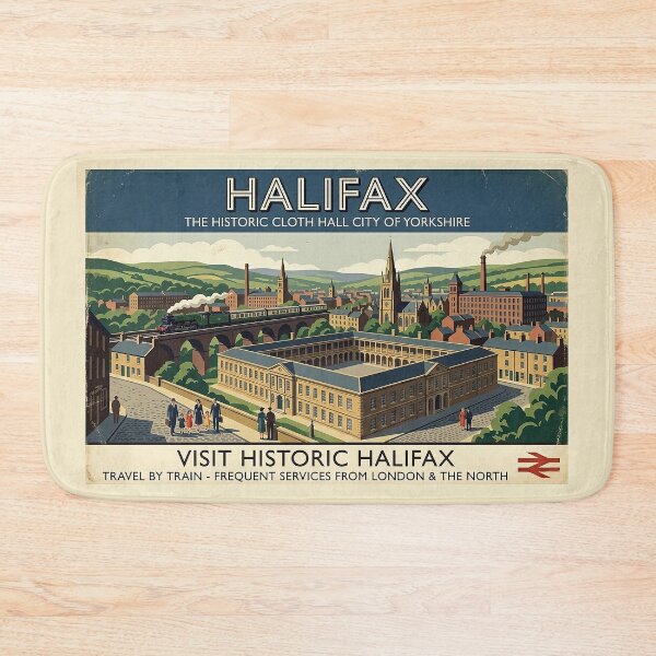 Item preview, Halifax Vintage Railway Poster - Yorkshire Art designed and sold by ArtworkNorth.