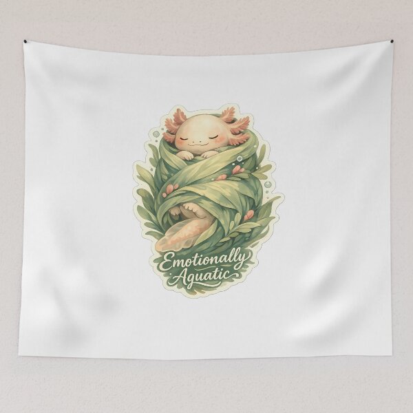Item preview, Emotionally Aquatic - Cozy Cottagecore Axolotl - Cute Emotional Support Salamander Art designed and sold by aquaterralife.