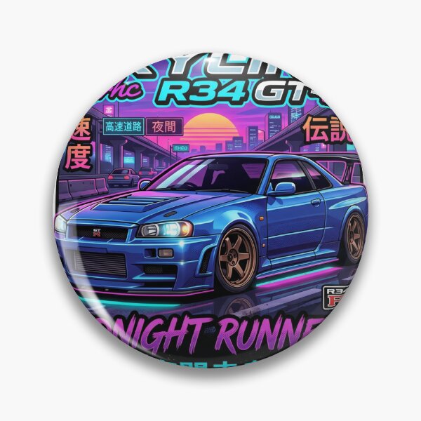 Item preview, Retro JDM Skyline R34 Vaporwave Sunset Sticker designed and sold by R & K Fashions.