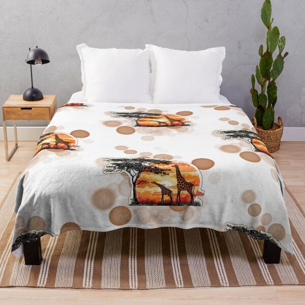 Item preview, African Sunset Landscape with Giraffes Safari Nature Design designed and sold by iamKRUK.