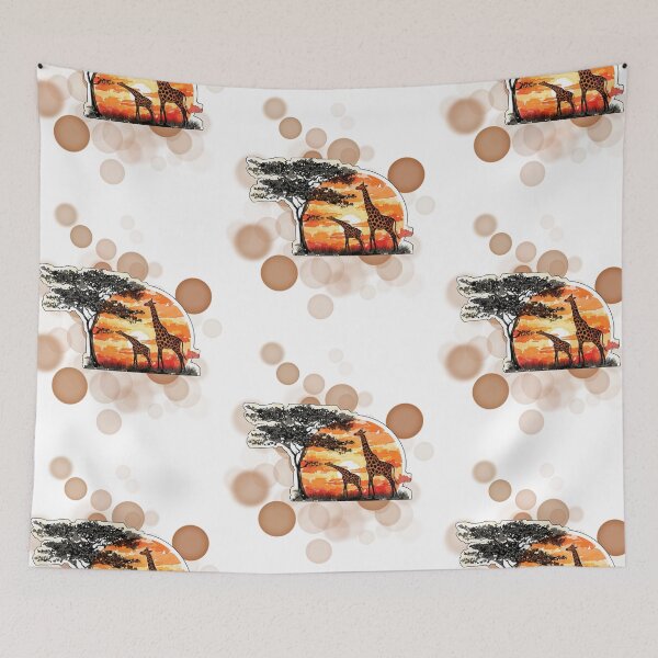 Item preview, African Sunset Landscape with Giraffes Safari Nature Design designed and sold by iamKRUK.