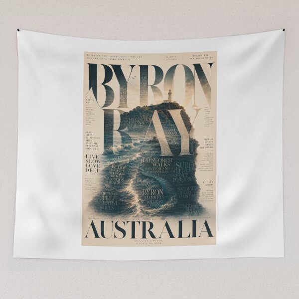 Item preview, Byron Bay Australia Cape Byron Lighthouse and Surf Culture Coastline designed and sold by Aryabek.