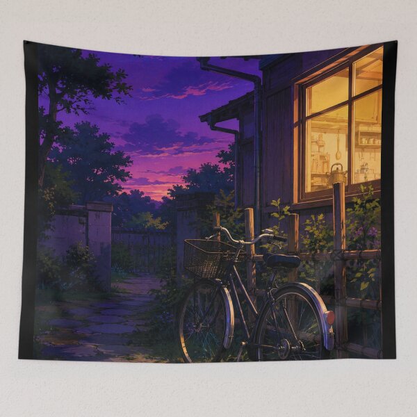 Item preview, Suburban Summer Dusk - Anime Nostalgia Art designed and sold by bapupa.