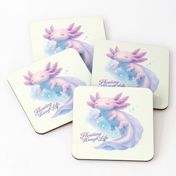 Item preview, Floating Through Life Axolotl, Dreamy LoFi Axolotl Art, Cute Aquatic Relaxed Salamander designed and sold by aquaterralife.